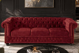 Sofa CHESTERFIELD 205cm 3-Sitzer Samt Rot