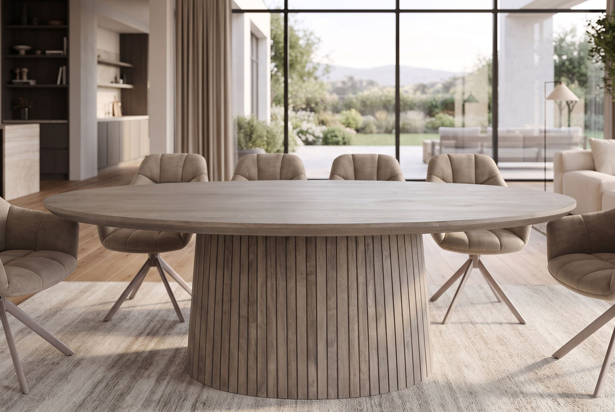 Dining table ART DECO 220cm oval table top mango wood grey smoke