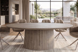 Dining table ART DECO 220cm oval table top mango wood grey smoke