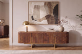 TV-Board GATSBY 160cm Retro-Stil Mangoholz braun gold