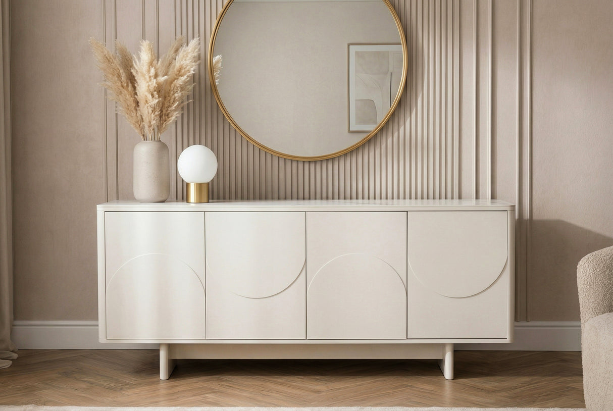 Sideboard SAVOY 180 cm 3D mit weißer Marmorkeramikplatte