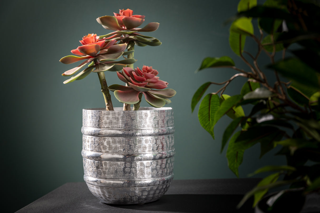 Pflanzkübel ORIENT 15-24cm mit Hammerschlageffekt silber