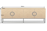 TV-Lowboard GRANDEZZA 180cm oak wood look w/ black metal frame