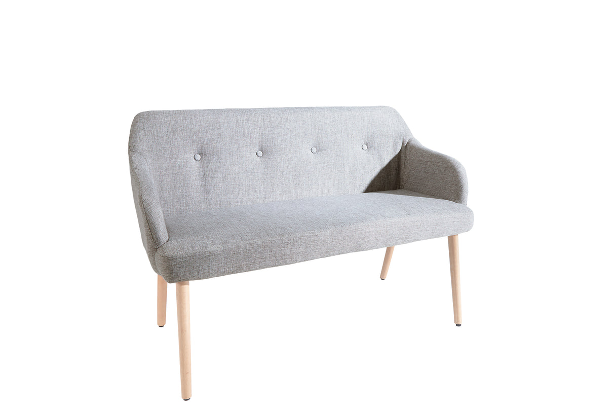 Bench SCANDINAVIA 116cm with armrests textured fabric light grey