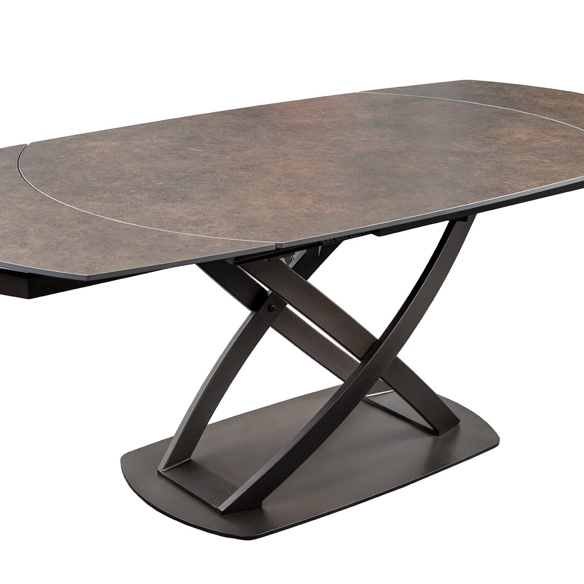 Dining table INCEPTION 130-190cm extendable w/ bronze rack oval cerami ...