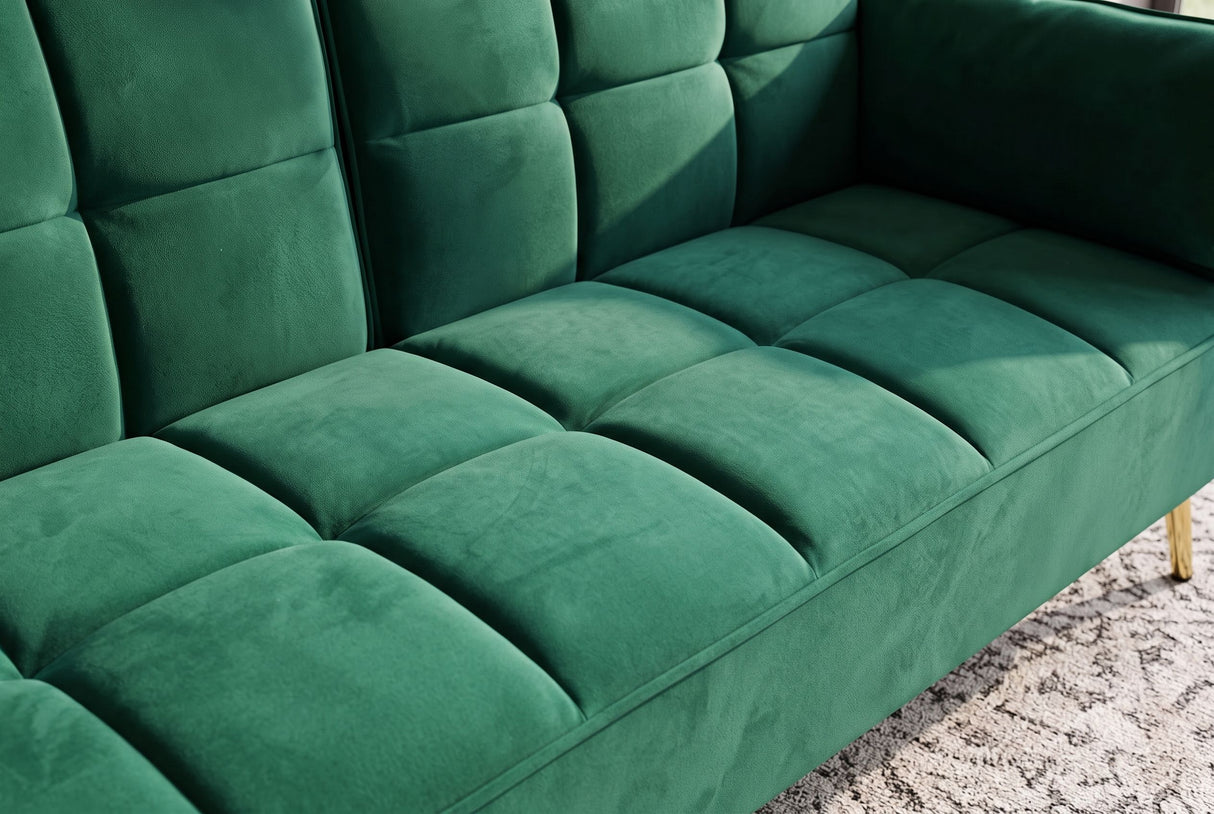 Sofa bed BOUTIQUE 215cm 3-seater velvet emerald green