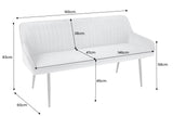 Bench TURIN 160cm velvet silver grey