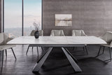 Dining table CONCORD 180-230cm extendable marble look white ceramic tempered glass