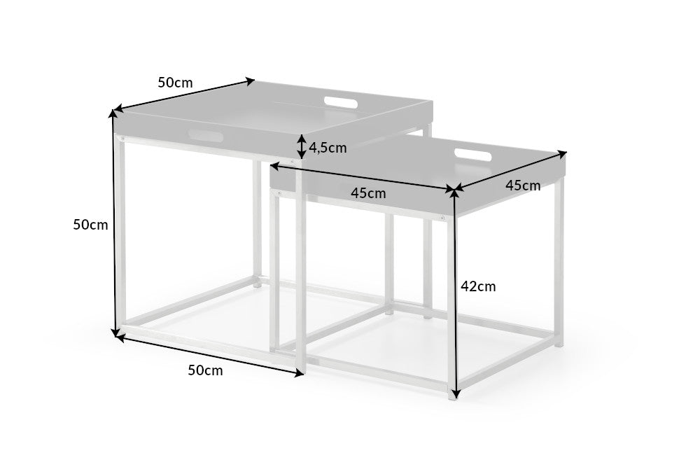 Side table ELEMENTS set of 2 with removable trays black