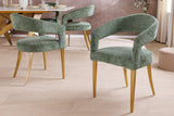 Chair BOUTIQUE green textured fabric w/ champagne golden legs