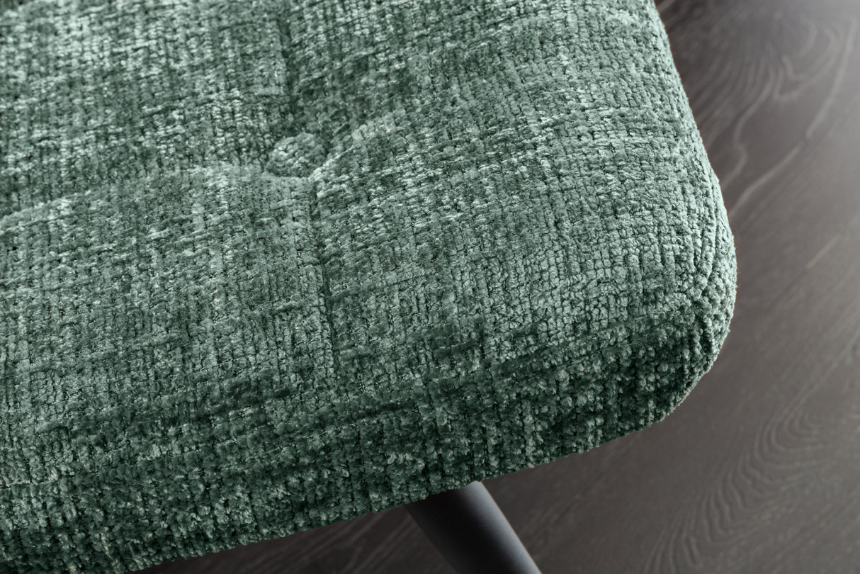 Hocker SCANDINAVIA mit schwarzen Metallbeinen Chenille-Stoff grün
