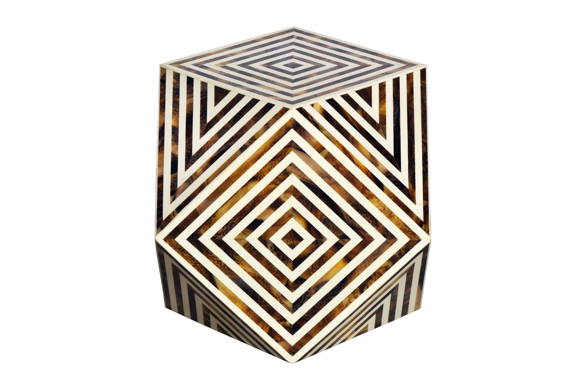 Side table BONE INLAY 40cm made of buffalo bones white brown