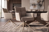 Drehstuhl LUGANO 360° Auto-Return-Funktion mit Armlehnen 150 Kg Belastbarkeit Chenille-Tweed taupe