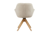 Swivel chair PAPILLON rotatable 180° w/ armrests velvet beige oak