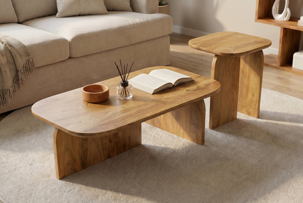 Couchtisch GATSBY 100cm/45cm 2er Set Mangoholz braun
