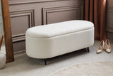 Bench chest VOQUE 110cm bouclé white upholstered w/ storage space bench seat