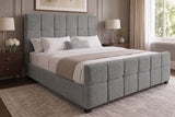 Bed PRESTIGE 180x200cm w/ storage space bouclé grey