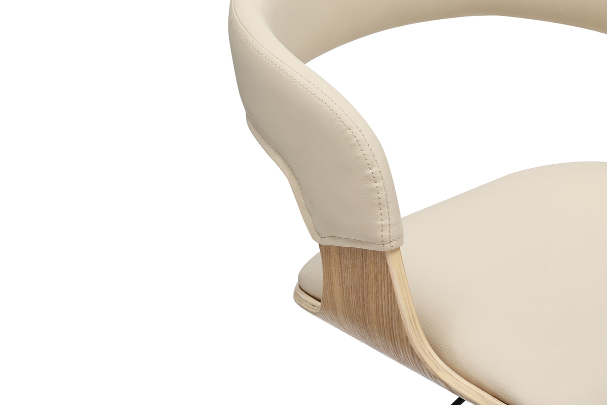 Barhocker MANHATTAN 81-110cm drehbar Kunstleder cremebeige und Eichenholzoptik
