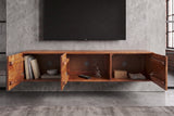 TV-Board VULCANO 160cm 3D hängend m. Kabeldurchlass Mangoholz natur