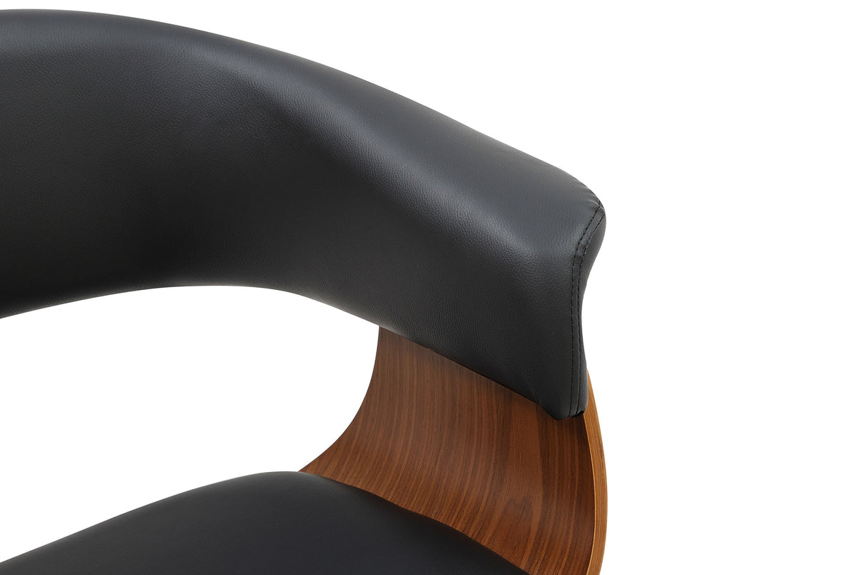 Stuhl ORGANIC Kunstleder schwarz und Walnussholzoptik