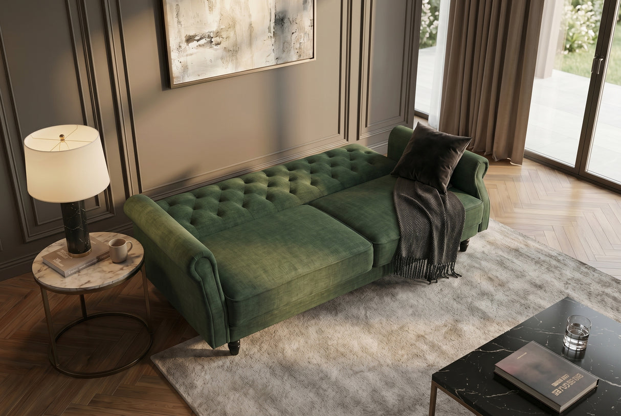 Sofa bed MAISON BELLE AFFAIRE 220cm vogue velour velvet moss green