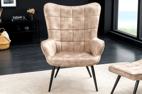 Armchair SCANDINAVIA with armrests velvet champagne