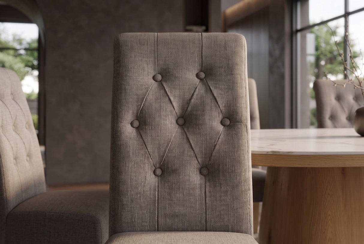 Chair CASA w/ neck roll textured fabric taupe