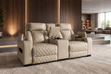 Kinosessel HOLLYWOOD 2-Sitzer elektrisch verstellbar Kunstleder beige