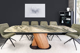Esstisch ELEMENTS 180-260cm ausziehbar Gestell Walnuss natur mit Keramik taupe beige Marmorplatte