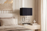 Table lamp ATLANTIS 56cm silver with fabric shade black