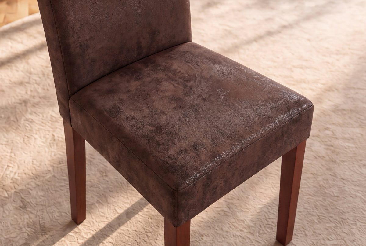 Chair GENUA microfibre vintage look cigar brown w/ rubberwood legs