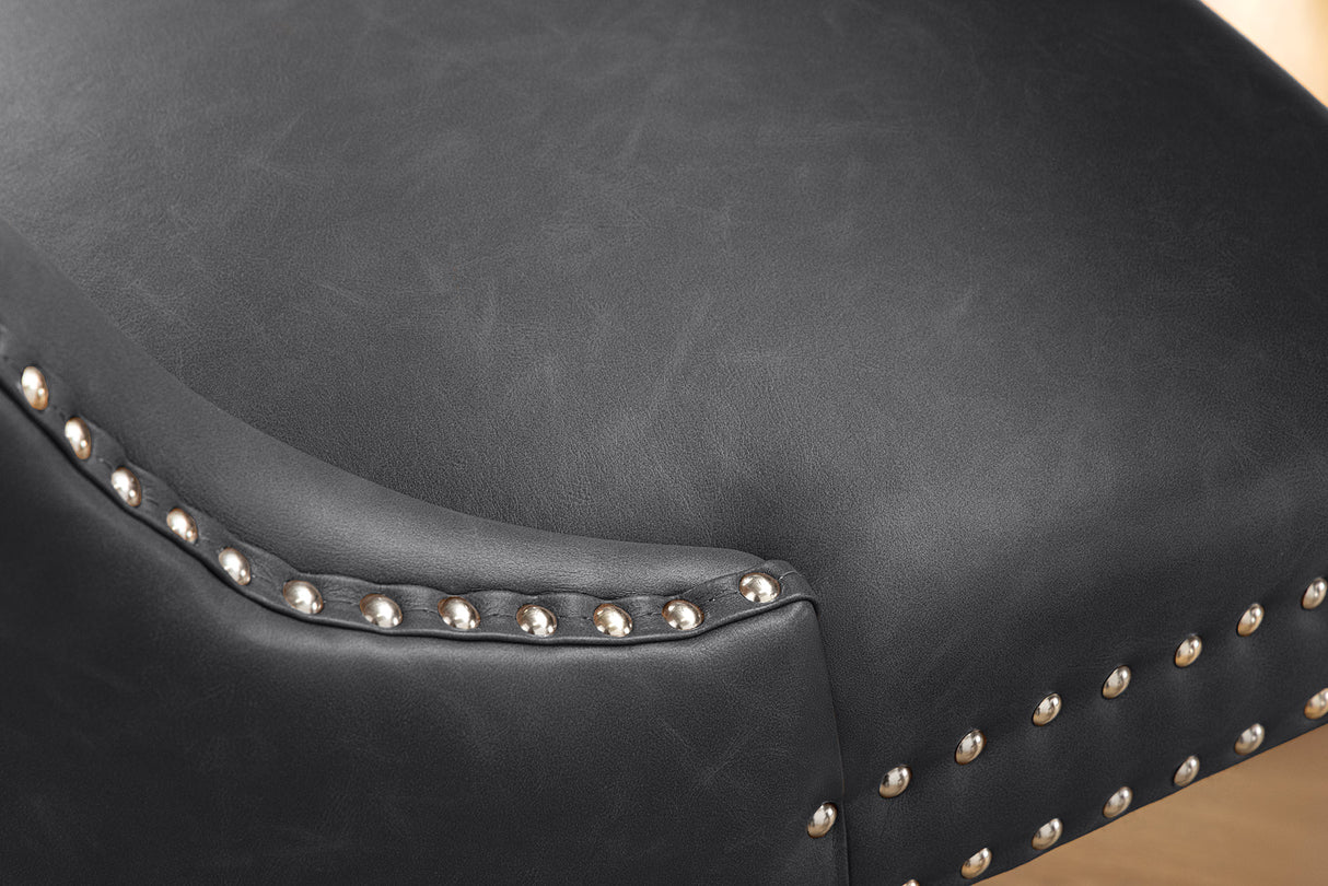 Stuhl CASTLE mit Komfortgriff Kunstleder Vintage schwarz im Barockstil