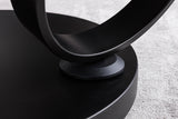 Couchtisch DANCING RINGS 80-135cm drehbare Keramikplatte weiß und anthrazit Marmoroptik