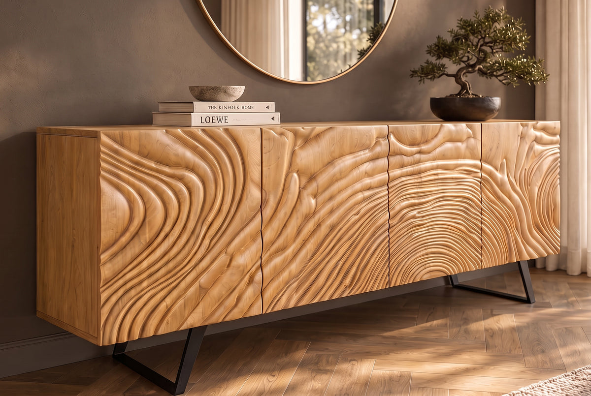 Sideboard FLUID 175cm 3D mango wood creamy