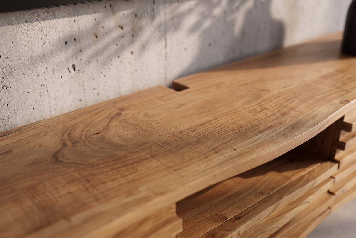 TV lowboard RELIEF 200cm hanging acacia wood natural