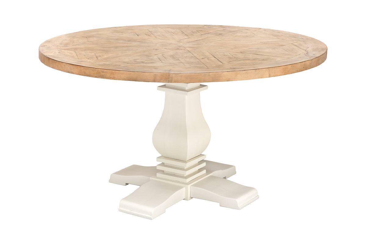 Dining table HAMPTONS 140cm round recycled pine wood light brown creamy