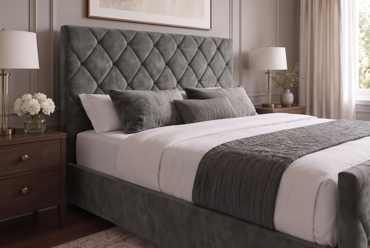Bett ELYSIUM 180x200cm mit Stauraum Samt dunkelgrau