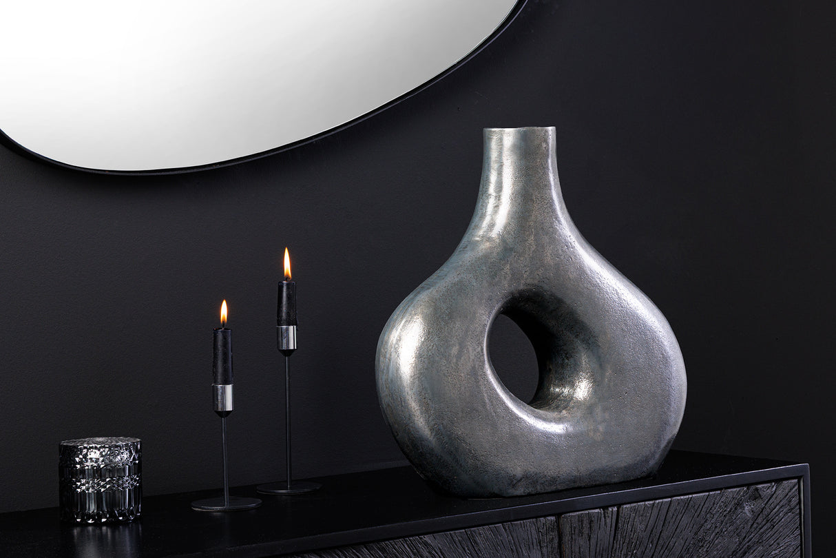 Vase RING 30cm metal dark grey handmade
