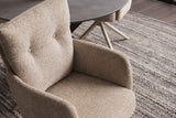 Swivel chair BIG GEORGE 360° rotatable w/ armrests spring core textured fabric beige