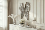 Wall decoration FALLEN ANGEL 65cm antique silver bronze