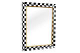 Wall mirror CHESS 80cm pine wood black white gold