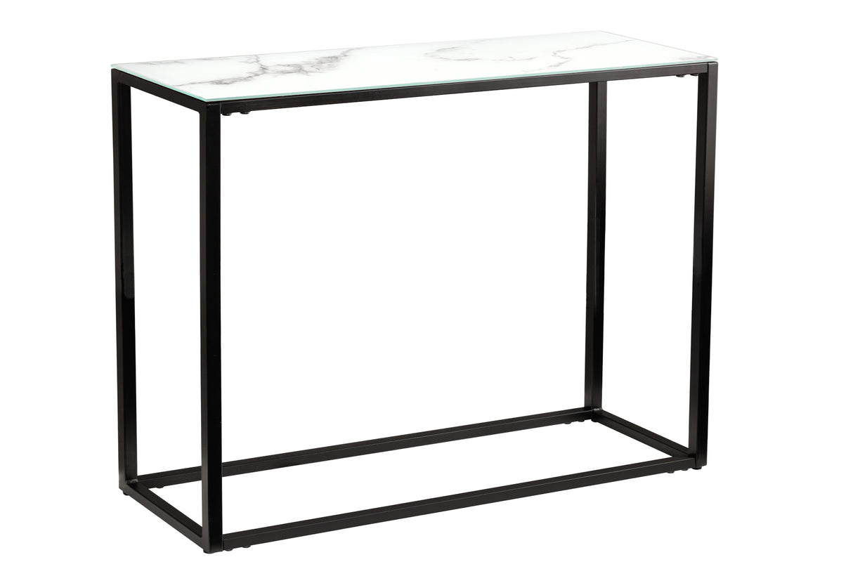 Console ELEGANCE 110cm marble look white black frame