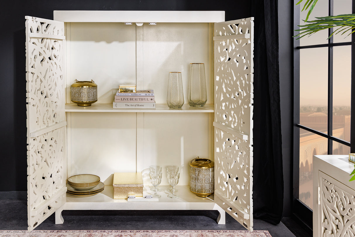Highboard MARRAKECH 140cm weiß Mangoholz