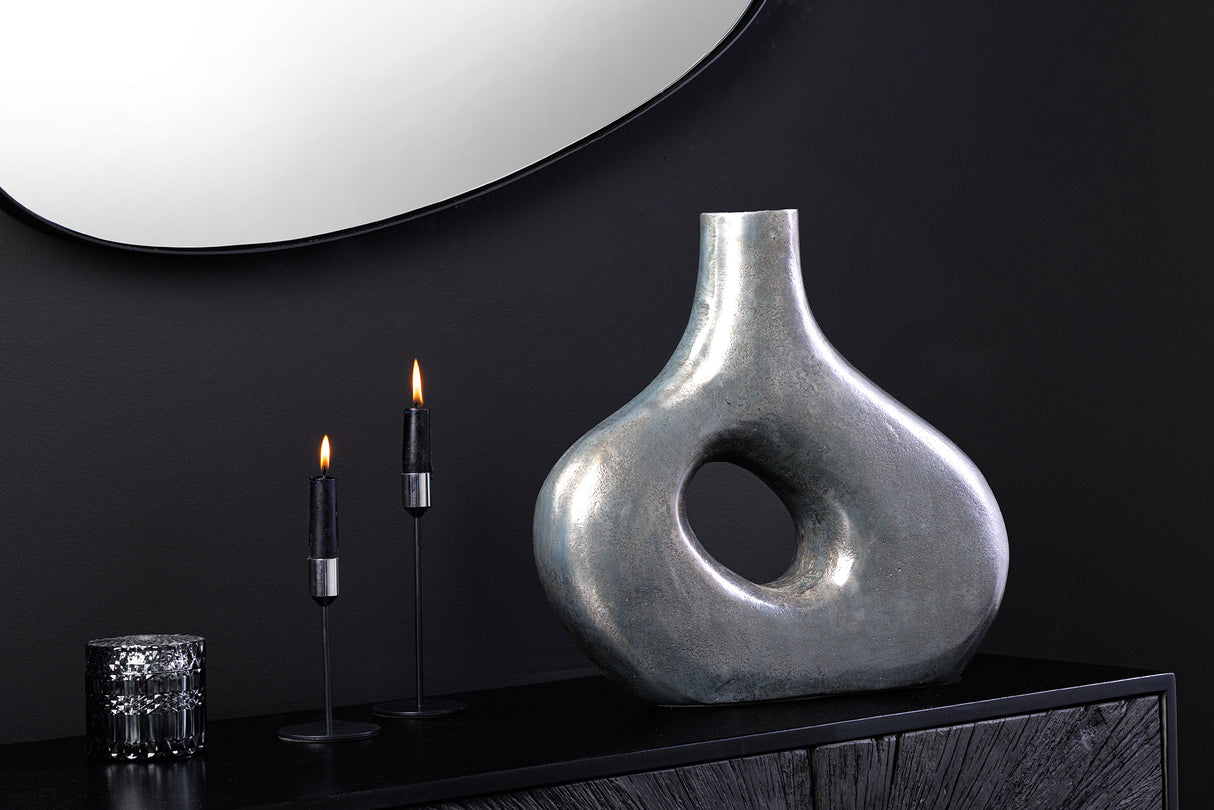 Vase RING 30cm metal dark grey handmade