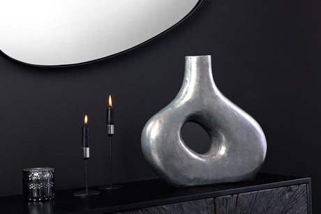 Vase RING 30cm metal dark grey handmade