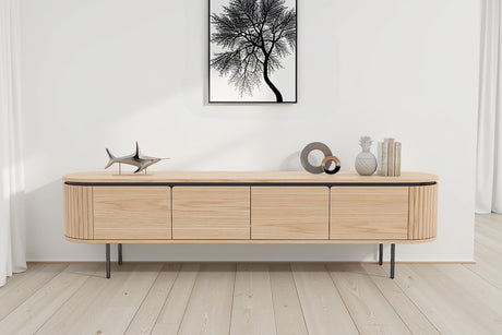 TV-Board ATELIER 200cm natural oak wood look w/ black legs