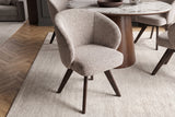 Swivel chair WALKÜRE 180° auto-return w/ armrests spring core textured fabric beige brown