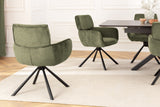 Swivel chair UNIQUE 180° w/ armrests chenille fabric green and black legs