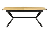 Esstisch GRANDEZZA 180-270cm ausziehbar in naturfarbener Eichenholzoptik mit schwarzem Metallgestell