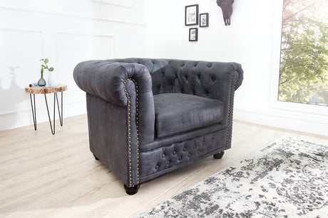 Sessel CHESTERFIELD Antikoptik Mikrofaser grau